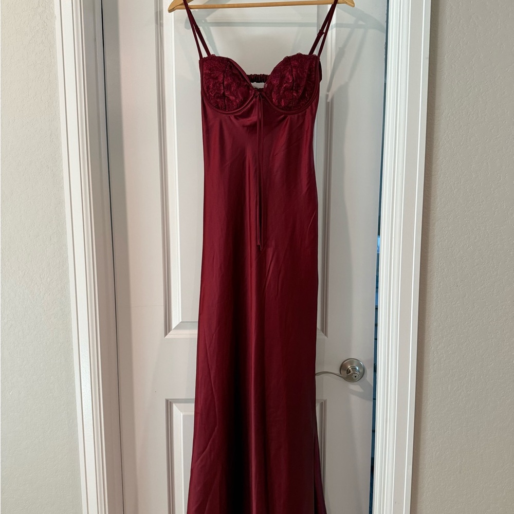 Princess Polly Fadyen Bias Cut Maxi Dress Burgundy